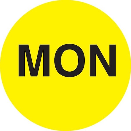 Decker Tape Products Label, DL6501, DAYS OF WEEK - MON, 1" DIAMETER DL6501